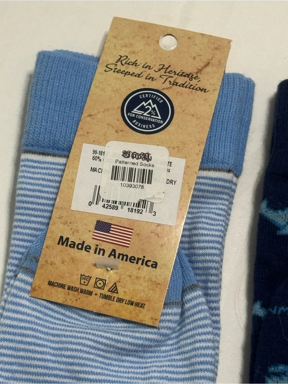 Brown Dog Hosiery Men's Patterned Crew Socks Set (Striped and Whale Print)